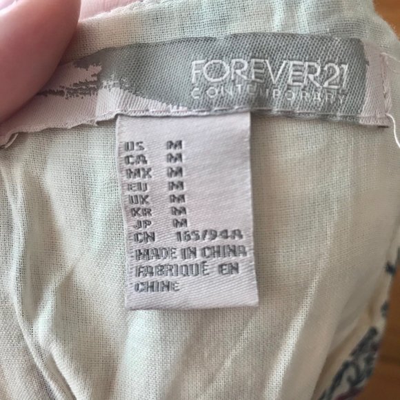 FOREVER 21 / Cream & Blue Floral Strappy Dress - Picture 7 of 8